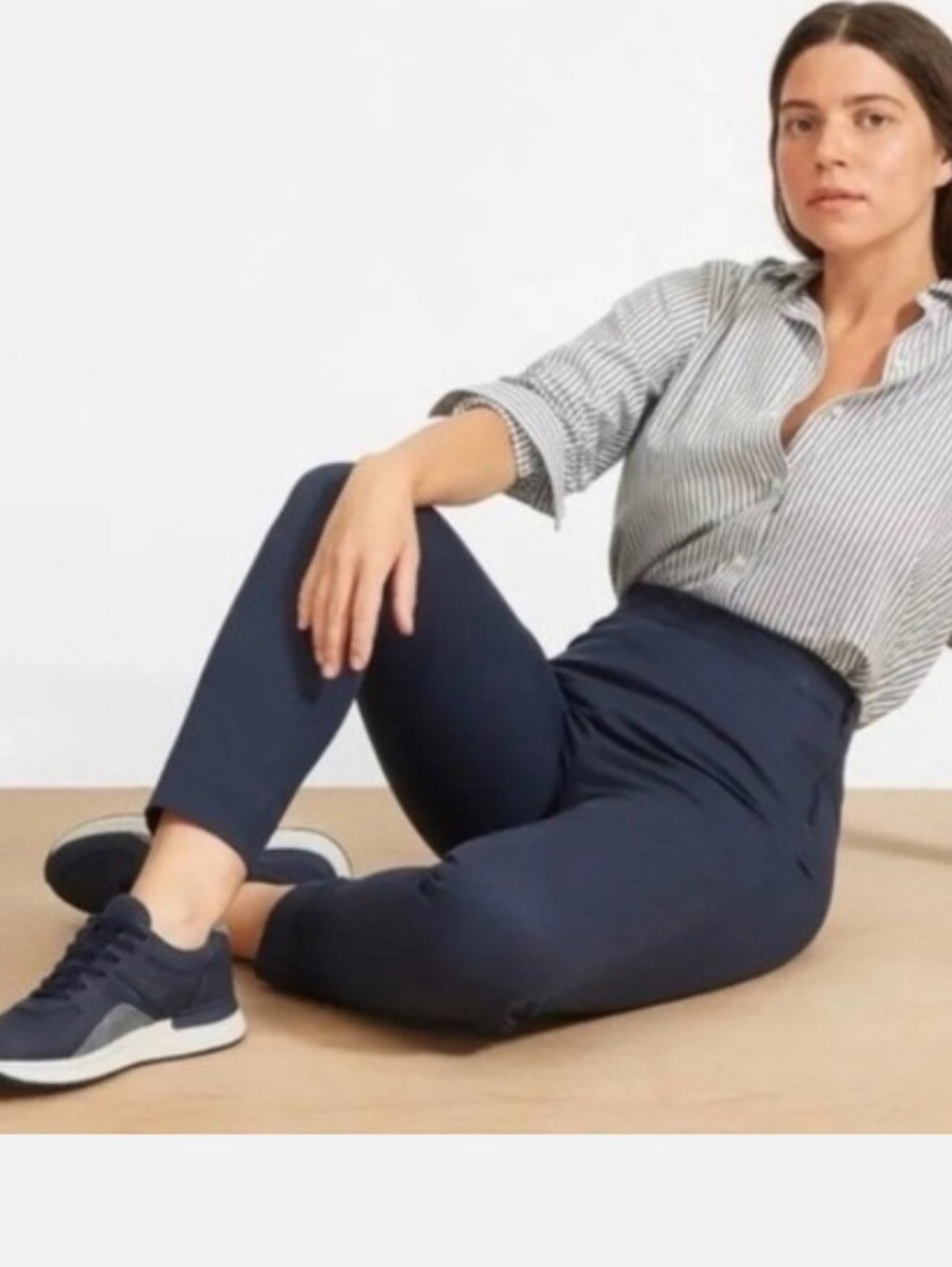 Everlane The Side-Zip Stretch Cotton Pants Navy Blue 4 Pull On Trousers Career